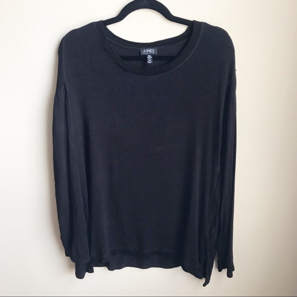 Jones New York | Black Viscose Crew Neck Sweater
